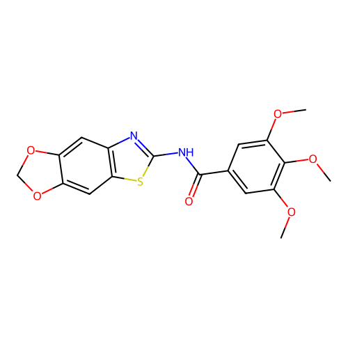 N-([1,3]dioxolo[4,5-f][1,3]benzothiazol-6-yl)-3,4,5-trimethoxybenzamide structure