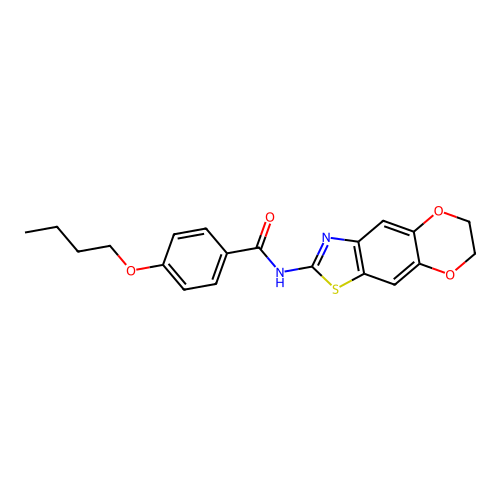 4-butoxy-N-(6,7-dihydro-[1,4]dioxino[2,3-f][1,3]benzothiazol-2-yl)benzamide structure