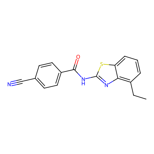 4-cyano-N-(4-ethyl-1,3-benzothiazol-2-yl)benzamide structure