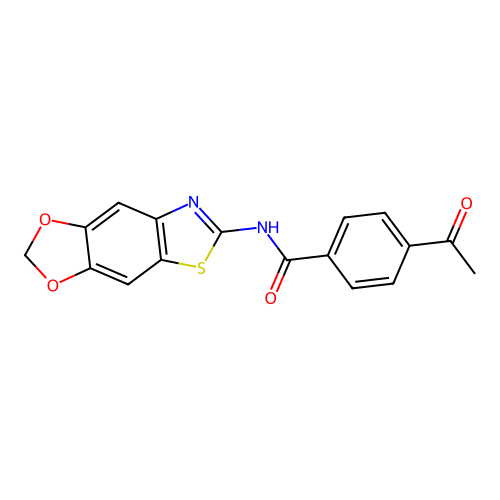 4-acetyl-N-([1,3]dioxolo[4,5-f][1,3]benzothiazol-6-yl)benzamide structure