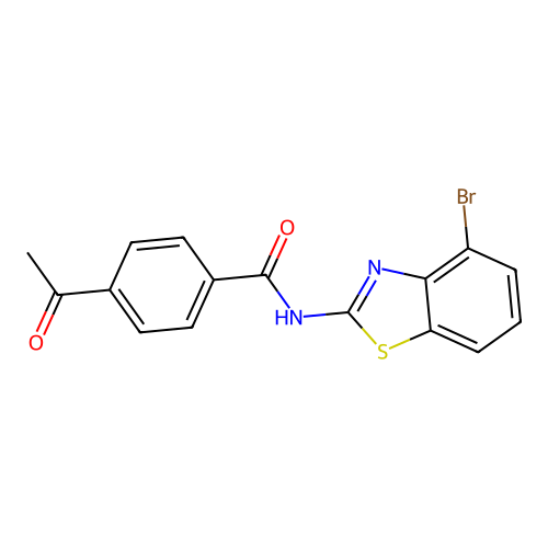 4-acetyl-N-(4-bromo-1,3-benzothiazol-2-yl)benzamide structure