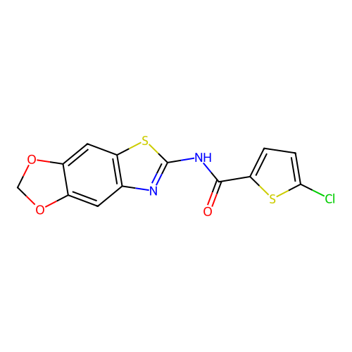 5-chloro-N-([1,3]dioxolo[4,5-f][1,3]benzothiazol-6-yl)thiophene-2-carboxamide structure