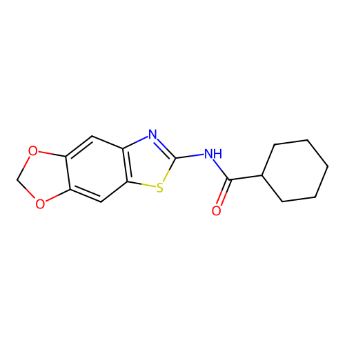 N-([1,3]dioxolo[4,5-f][1,3]benzothiazol-6-yl)cyclohexanecarboxamide structure