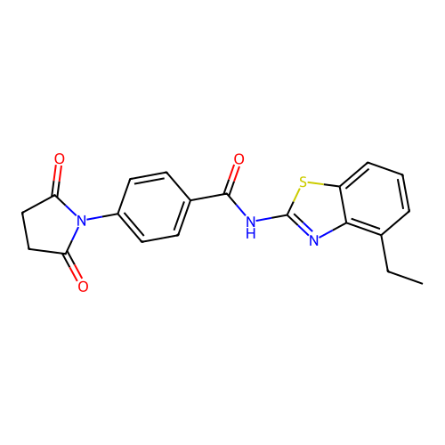 4-(2,5-dioxopyrrolidin-1-yl)-N-(4-ethyl-1,3-benzothiazol-2-yl)benzamide structure