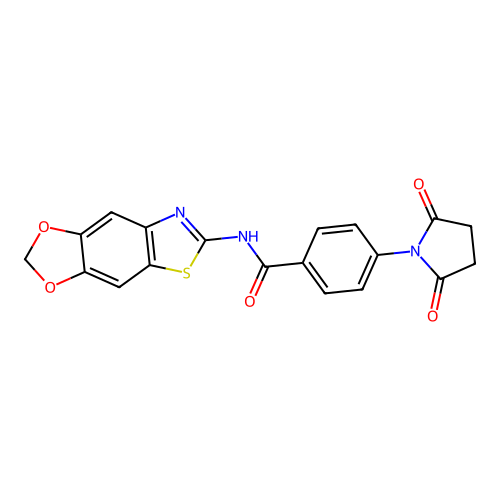 N-([1,3]dioxolo[4,5-f][1,3]benzothiazol-6-yl)-4-(2,5-dioxopyrrolidin-1-yl)benzamide structure
