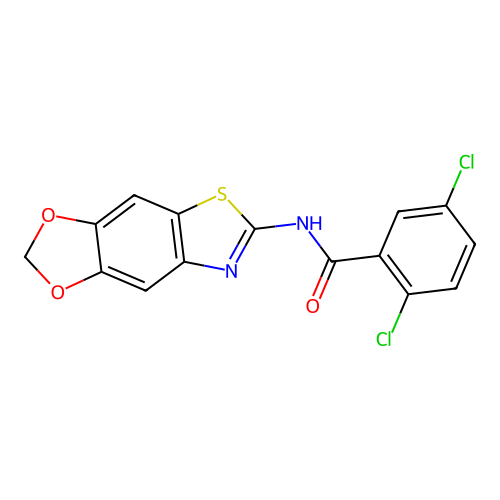 2,5-dichloro-N-([1,3]dioxolo[4,5-f][1,3]benzothiazol-6-yl)benzamide structure