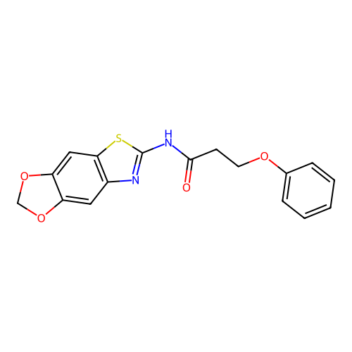 N-([1,3]dioxolo[4,5-f][1,3]benzothiazol-6-yl)-3-phenoxypropanamide structure