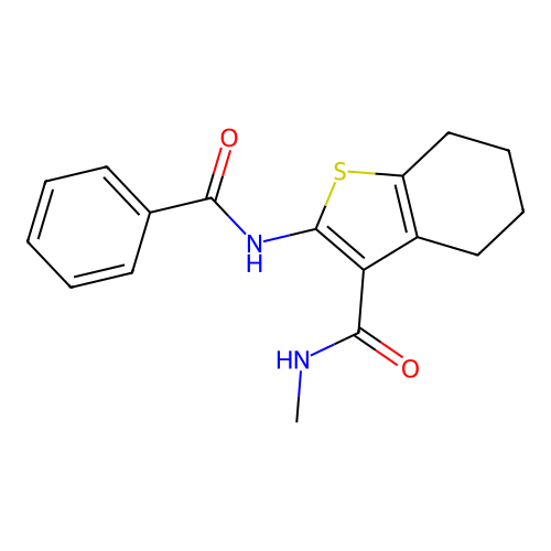 2-benzamido-N-methyl-4,5,6,7-tetrahydro-1-benzothiophene-3-carboxamide structure