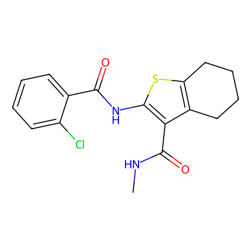 2-(2-chlorobenzamido)-N-methyl-4,5,6,7-tetrahydrobenzo[b]thiophene-3-carboxamide structure