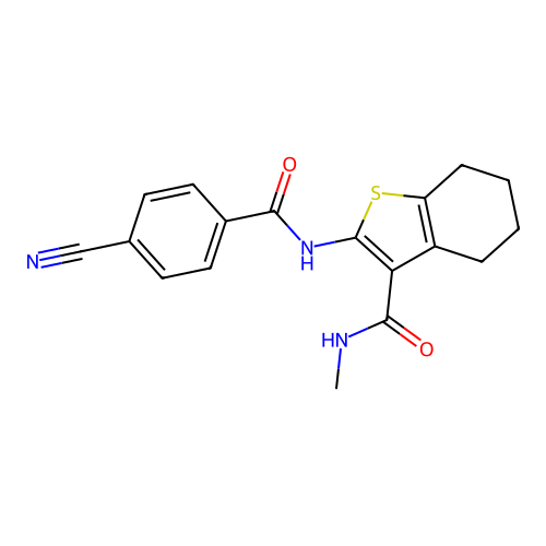 2-(4-cyanobenzamido)-N-methyl-4,5,6,7-tetrahydrobenzo[b]thiophene-3-carboxamide structure