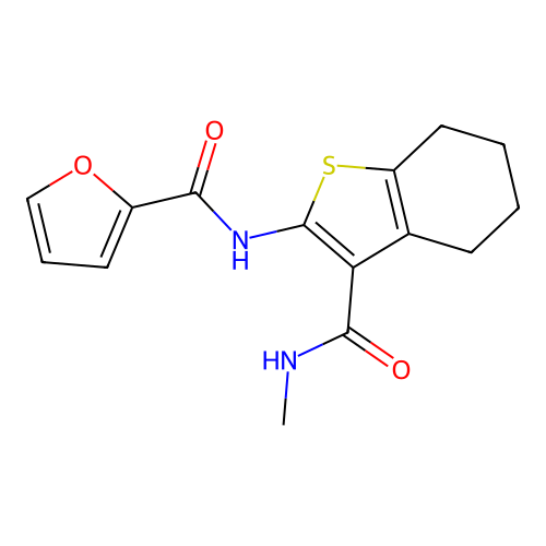 N-[3-(methylcarbamoyl)-4,5,6,7-tetrahydro-1-benzothiophen-2-yl]furan-2-carboxamide structure