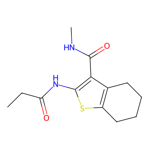 N-methyl-2-propionamido-4,5,6,7-tetrahydrobenzo[b]thiophene-3-carboxamide structure