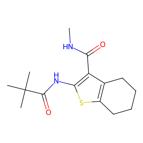 N-methyl-2-pivalamido-4,5,6,7-tetrahydrobenzo[b]thiophene-3-carboxamide structure