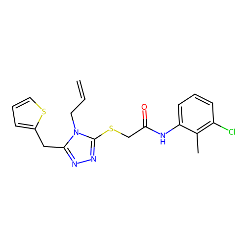 N-(3-chloro-2-methylphenyl)-2-{[4-(prop-2-en-1-yl)-5-(thiophen-2-ylmethyl)-4H-1,2,4-triazol-3-yl]sulfanyl}acetamide structure