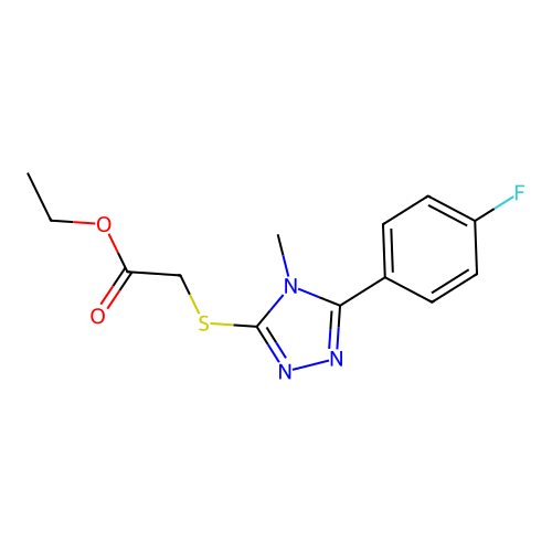 Ethyl 2-[5-(4-fluorophenyl)-4-methyl-1,2,4-triazol-3-ylthio]acetate structure