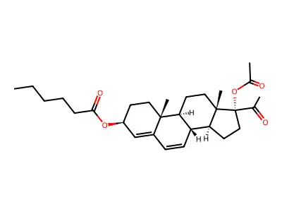 17alpha-Hydroxyprogesterone 3-caproate 17-acetate structure