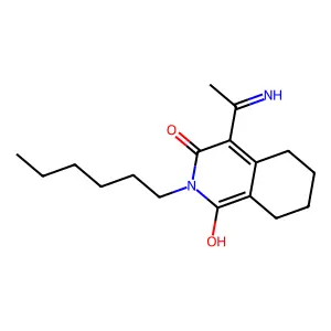 5,6,7,8-Tetrahydro-2-hexyl-3-hydroxy-4-(1-iminoethyl)isoquinolin-1(2H)-one structure