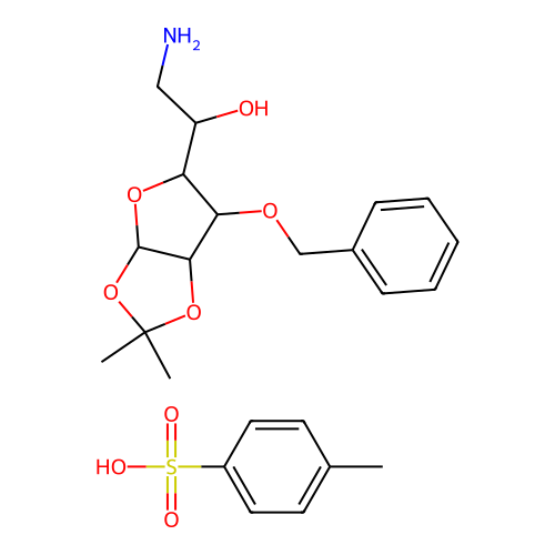 6-amino-3-o-benzyl-6-deoxy-1,2-o-(1-methylethylidene)hexofuranose 4-methylbenzenesulfonate(1:1) structure