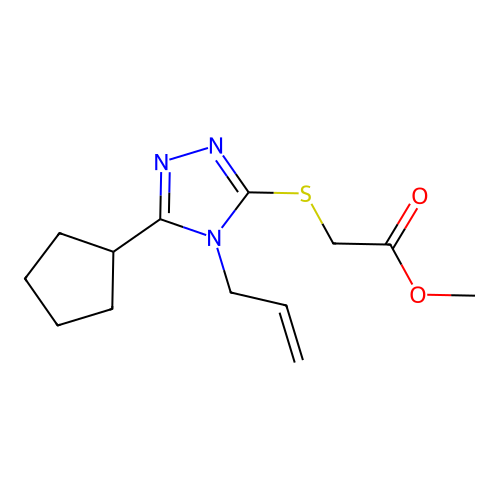 Methyl 2-(5-cyclopentyl-4-prop-2-enyl-1,2,4-triazol-3-ylthio)acetate structure