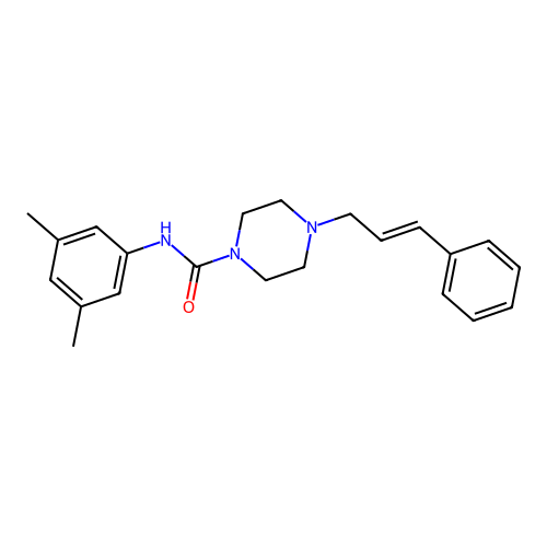 N-(3,5-dimethylphenyl)-4-[(E)-3-phenylprop-2-enyl]piperazine-1-carboxamide structure