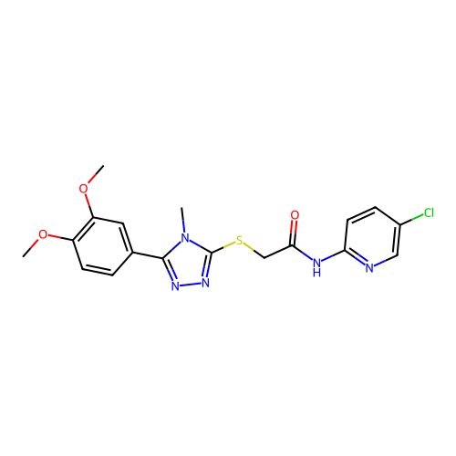 N-(5-chloropyridin-2-yl)-2-[[5-(3,4-dimethoxyphenyl)-4-methyl-1,2,4-triazol-3-yl]sulfanyl]acetamide structure