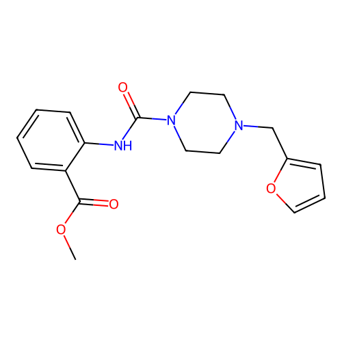 Methyl 2-{[4-(2-furylmethyl)piperazinyl]carbonylamino}benzoate structure