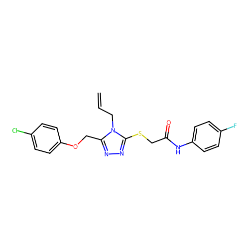 2-((4-allyl-5-((4-chlorophenoxy)methyl)-4H-1,2,4-triazol-3-yl)thio)-N-(4-fluorophenyl)acetamide structure