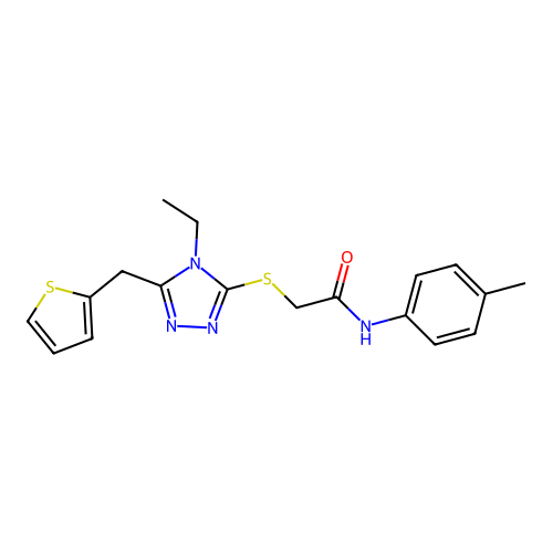 2-{[4-ethyl-5-(thiophen-2-ylmethyl)-4H-1,2,4-triazol-3-yl]sulfanyl}-N-(4-methylphenyl)acetamide structure