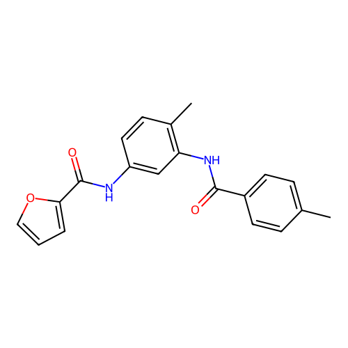N-[4-methyl-3-[(4-methylbenzoyl)amino]phenyl]furan-2-carboxamide structure