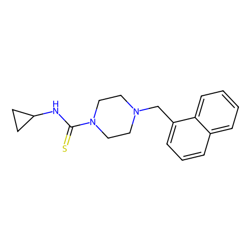 N-cyclopropyl-4-(naphthalen-1-ylmethyl)piperazine-1-carbothioamide structure