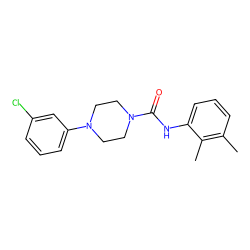 4-(3-chlorophenyl)-N-(2,3-dimethylphenyl)piperazine-1-carboxamide structure