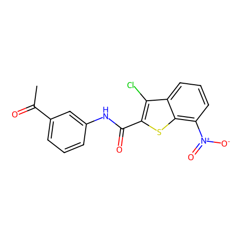 N-(3-acetylphenyl)-3-chloro-7-nitro-1-benzothiophene-2-carboxamide structure