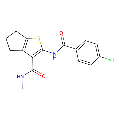2-(4-chlorobenzamido)-N-methyl-4H,5H,6H-cyclopenta[b]thiophene-3-carboxamide structure