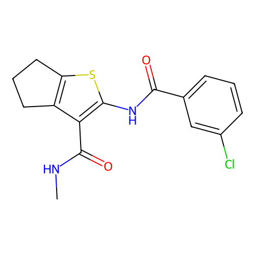 2-(3-chlorobenzamido)-N-methyl-4H,5H,6H-cyclopenta[b]thiophene-3-carboxamide structure