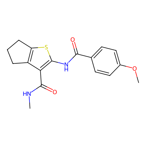 2-(4-methoxybenzamido)-N-methyl-4H,5H,6H-cyclopenta[b]thiophene-3-carboxamide structure