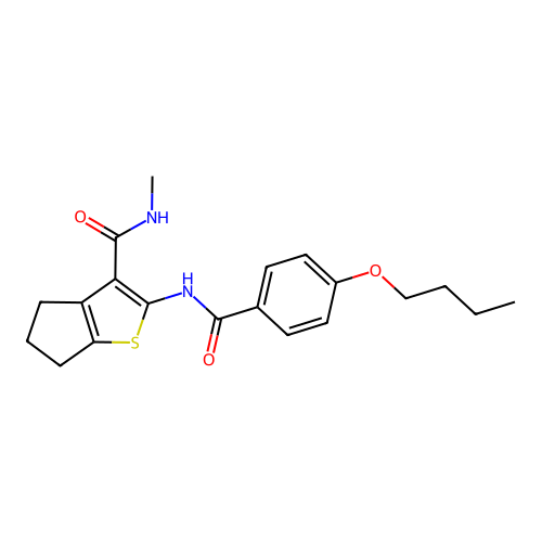 2-(4-butoxybenzamido)-N-methyl-4H,5H,6H-cyclopenta[b]thiophene-3-carboxamide structure