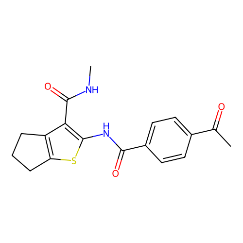 2-(4-acetylbenzamido)-N-methyl-4H,5H,6H-cyclopenta[b]thiophene-3-carboxamide structure