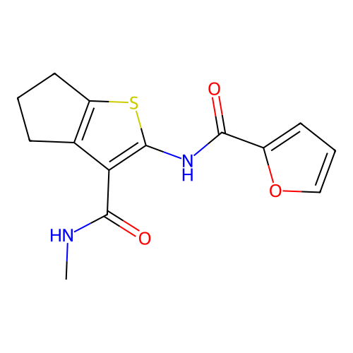 N-[3-(methylcarbamoyl)-5,6-dihydro-4H-cyclopenta[b]thiophen-2-yl]furan-2-carboxamide structure