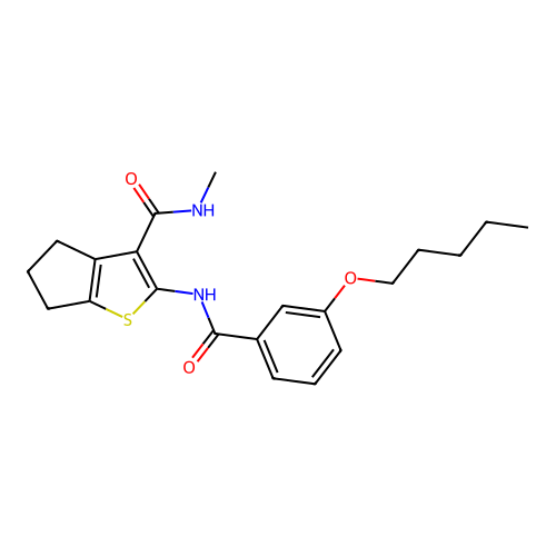N-methyl-2-[3-(pentyloxy)benzamido]-4H,5H,6H-cyclopenta[b]thiophene-3-carboxamide structure