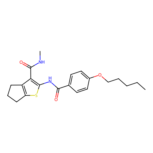 N-methyl-2-[4-(pentyloxy)benzamido]-4H,5H,6H-cyclopenta[b]thiophene-3-carboxamide structure