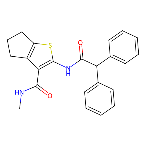 2-(2,2-diphenylacetamido)-N-methyl-4H,5H,6H-cyclopenta[b]thiophene-3-carboxamide structure