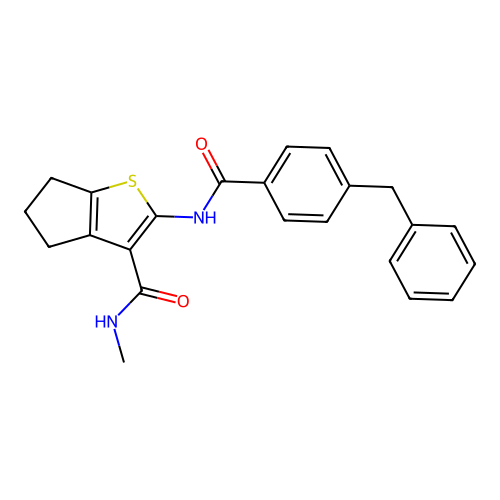2-(4-benzylbenzamido)-N-methyl-4H,5H,6H-cyclopenta[b]thiophene-3-carboxamide structure