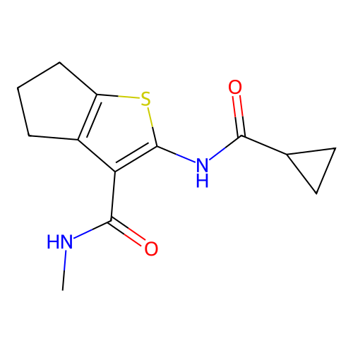 2-cyclopropaneamido-N-methyl-4H,5H,6H-cyclopenta[b]thiophene-3-carboxamide structure