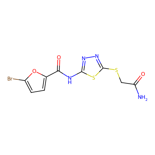 5-bromo-N-{5-[(carbamoylmethyl)sulfanyl]-1,3,4-thiadiazol-2-yl}furan-2-carboxamide structure