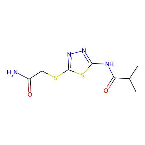 N-(5-((2-amino-2-oxoethyl)thio)-1,3,4-thiadiazol-2-yl)isobutyramide structure