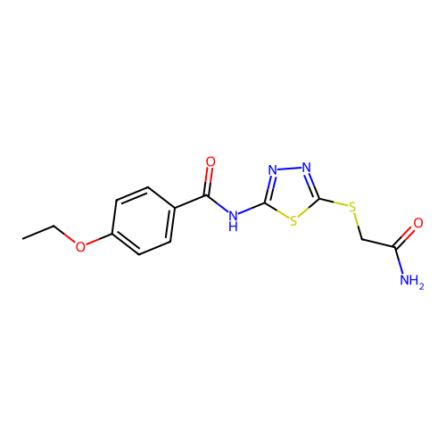 N-(5-((2-amino-2-oxoethyl)thio)-1,3,4-thiadiazol-2-yl)-4-ethoxybenzamide structure