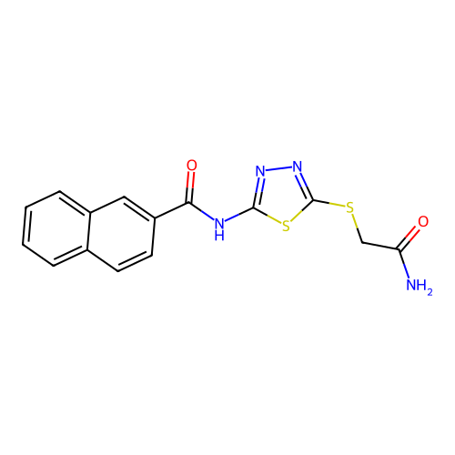 N-(5-((2-amino-2-oxoethyl)thio)-1,3,4-thiadiazol-2-yl)-2-naphthamide structure
