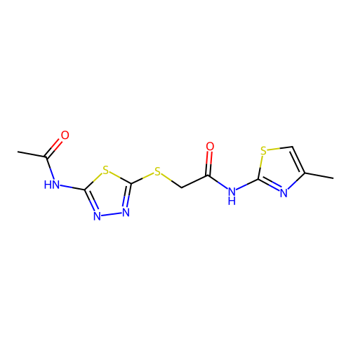 2-[(5-acetamido-1,3,4-thiadiazol-2-yl)sulfanyl]-N-(4-methyl-1,3-thiazol-2-yl)acetamide structure