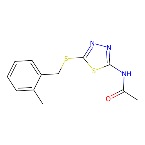 N-(5-((2-methylbenzyl)thio)-1,3,4-thiadiazol-2-yl)acetamide structure