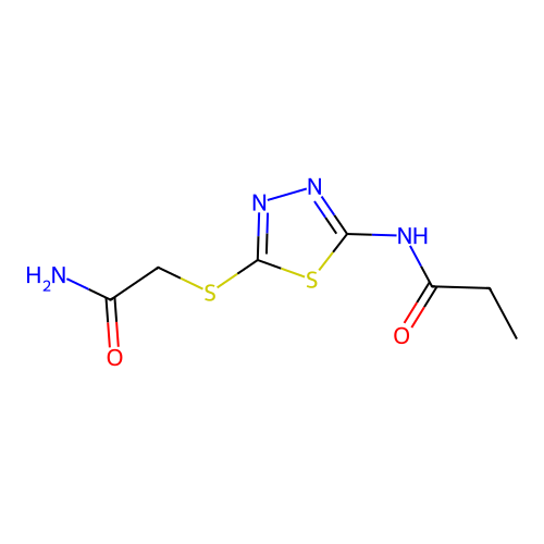 N-(5-((2-amino-2-oxoethyl)thio)-1,3,4-thiadiazol-2-yl)propionamide structure
